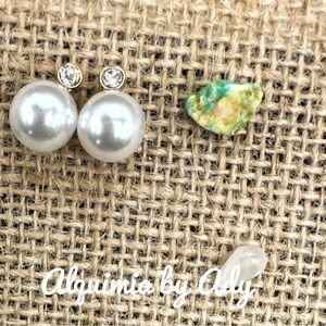 Simple 8mm faux pearl spheres stud earrings /coastal grandma look/